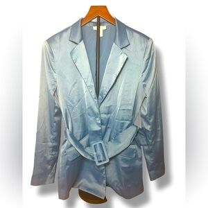 House of Harlow Belted Light Blue‎ Satin Blazer Dress Size Small EUC